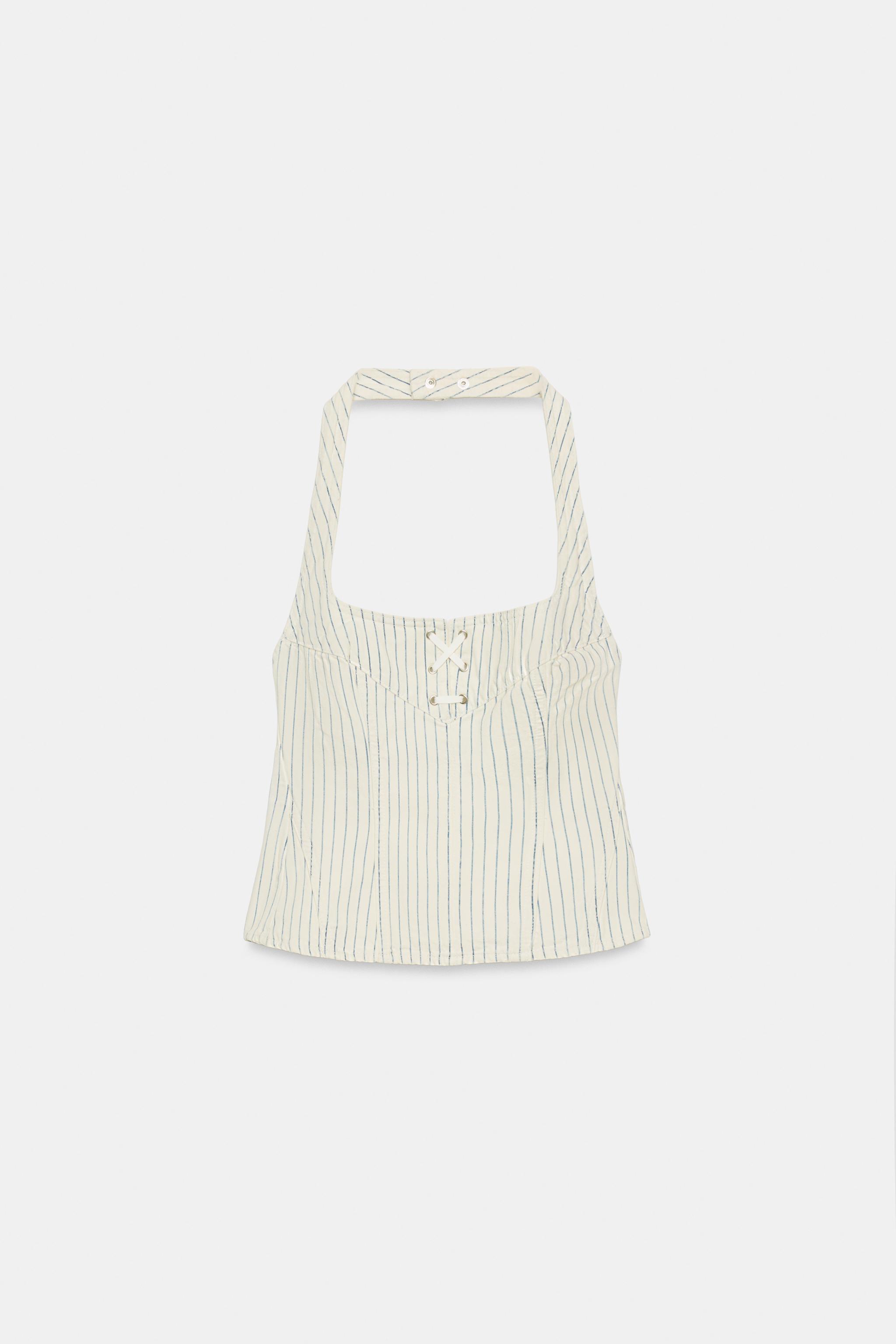 TOP HALTER À RAYURES